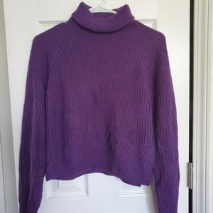 Purple crop turtleneck sweater